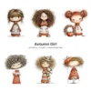 Quirky Autumn Girl Watercolor Clipart - 72 PNG, Fall Cozy Girl Graphics, Pumpkin Spice Coffee Illustration, Commercial use, Digital download