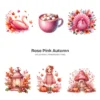 Rose Autumn PNG Clipart Collection - 60 PNG, Autumn Graphics, Pink Autumn, Coquette Fall Printables, Commercial use, Digital download