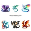 Elemental Dragons PNG Clipart Collection - 65 PNG, Fantasy Creature Graphics, Enchanted Printables, Commercial use, Digital download
