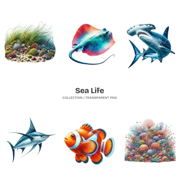 Sea Life PNG Clipart Collection - 60 PNG, Marine Animal Graphics, Underwater, Ocean Stuff Printables, Commercial use, Digital download