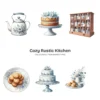 Cozy Rustic Kitchen PNG Clipart Collection - 62 PNG, Woman Baking Graphics, Dining, Groceries, Cooking Art, Commercial use, Digital download