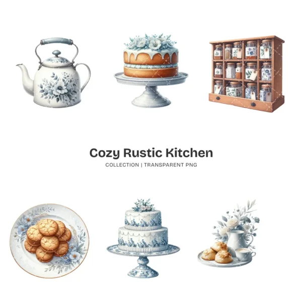 Cozy Rustic Kitchen PNG Clipart Collection - 62 PNG, Woman Baking Graphics, Dining, Groceries, Cooking Art, Commercial use, Digital download