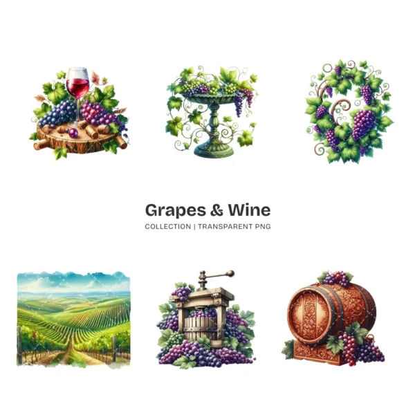 Grapes & Wine PNG Clipart Collection - 102 PNG, Fruit Graphics, Cocktail, Alcohol, Champagne Printables, Commercial use, Digital download