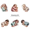 Sleeping Girl PNG Clipart Collection - 63 PNG, Sleeping Toddler Graphics, Baby Girl, Teddy Bear Printable, Commercial use, Digital download