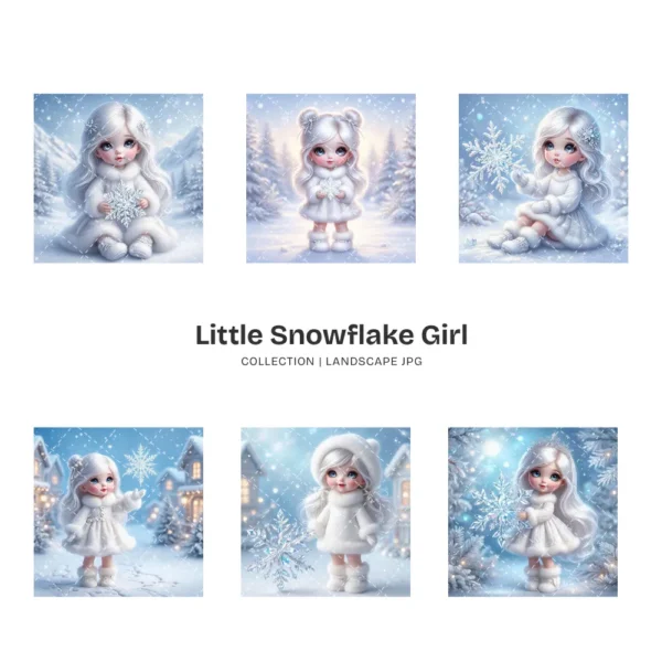 Little Snowflake Girl PNG Clipart Collection - 62 PNG, Snowy Princess Graphics, Winter Fantasy Printable, Commercial use, Digital download