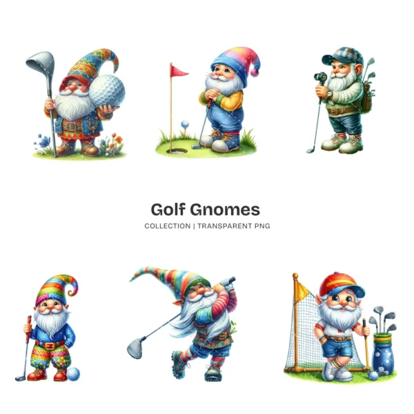 Golf Gnomes PNG Clipart Collection - 61 PNG, Golfing Graphics, Sport Gnome, Athletic Printable, Commercial use, Digital download
