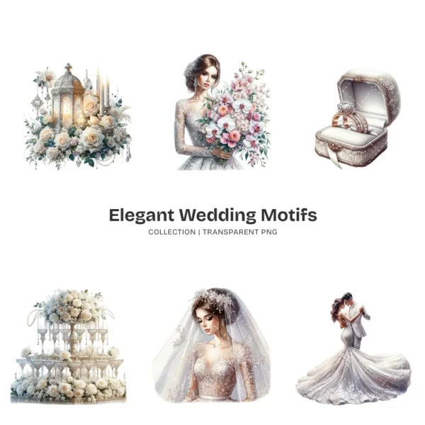 Elegant Wedding Motifs PNG Clipart Collection - 72 PNG, Save the date Graphics, Wedding Planner Printable, Commercial use, Digital download
