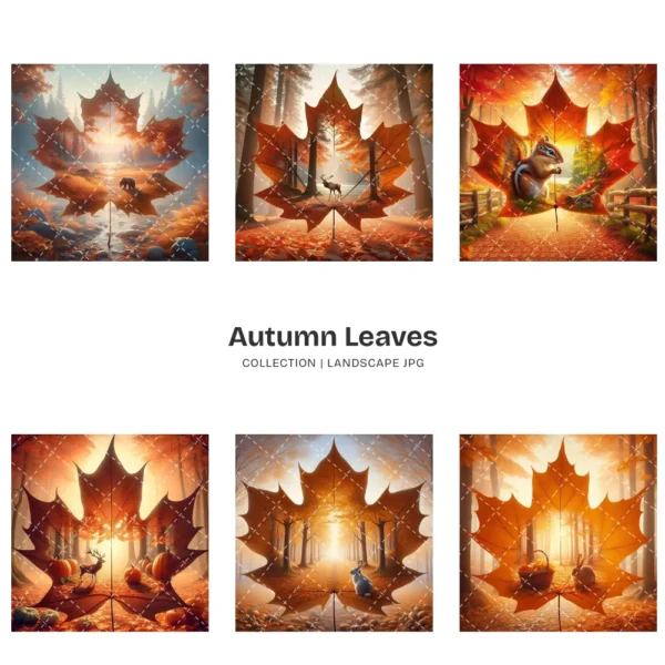 Autumn Leaves JPG Clipart Collection - 84 JPG, Fall Woodland Graphics, Wildlife, Rustic Forest Printables, Commercial use, Digital download