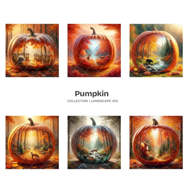 Pumpkin JPG Clipart Collection - 63 JPG, Fall Woodland Graphics, Wildlife, Rustic Forest Printables, Commercial use, Digital download