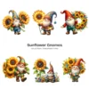 Sunflower Gnomes PNG Clipart Collection - 60 PNG, Floral Gnome Graphics, Gnome Party, Garden Printables, Commercial use, Digital download
