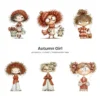 Quirky Autumn Girl Watercolor Clipart - 72 PNG, Fall Cozy Girl Graphics, Pumpkin Spice Coffee Illustration, Commercial use, Digital download