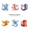 Elemental Dragons PNG Clipart Collection - 65 PNG, Fantasy Creature Graphics, Enchanted Printables, Commercial use, Digital download
