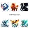 Mythical Creatures PNG Clipart Collection - 60 PNG, Enchanting creatures Graphics, Mythical Illustration, Commercial use, Digital download