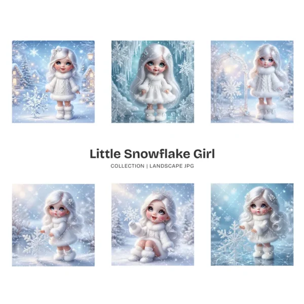 Little Snowflake Girl PNG Clipart Collection - 62 PNG, Snowy Princess Graphics, Winter Fantasy Printable, Commercial use, Digital download