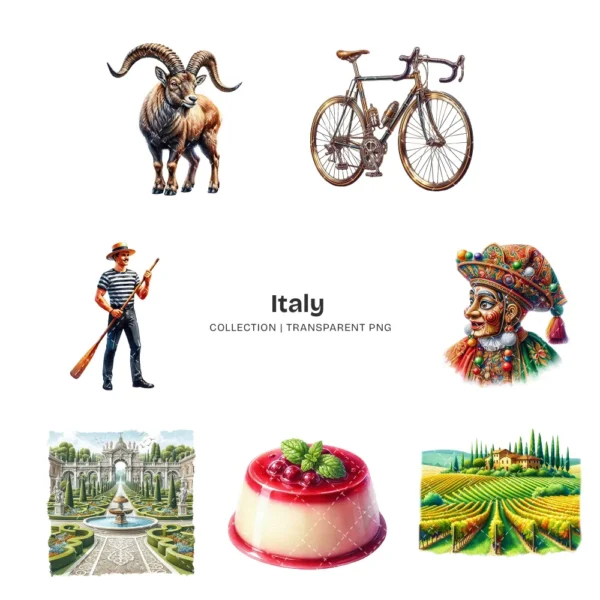 Italy PNG Clipart Collection - 120 PNG, Travel Graphics, Macarons, Italian Sightseeing Printable, Commercial use, Digital download