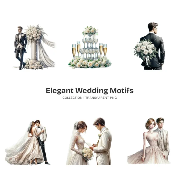 Elegant Wedding Motifs PNG Clipart Collection - 72 PNG, Save the date Graphics, Wedding Planner Printable, Commercial use, Digital download