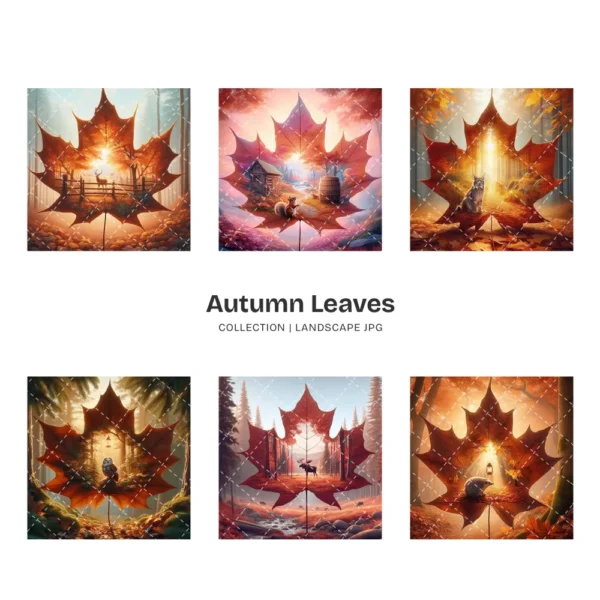 Autumn Leaves JPG Clipart Collection - 84 JPG, Fall Woodland Graphics, Wildlife, Rustic Forest Printables, Commercial use, Digital download
