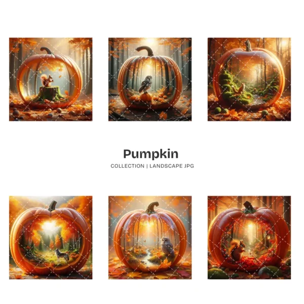 Pumpkin JPG Clipart Collection - 63 JPG, Fall Woodland Graphics, Wildlife, Rustic Forest Printables, Commercial use, Digital download