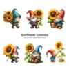 Sunflower Gnomes PNG Clipart Collection - 60 PNG, Floral Gnome Graphics, Gnome Party, Garden Printables, Commercial use, Digital download