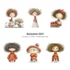 Quirky Autumn Girl Watercolor Clipart - 72 PNG, Fall Cozy Girl Graphics, Pumpkin Spice Coffee Illustration, Commercial use, Digital download