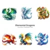 Elemental Dragons PNG Clipart Collection - 65 PNG, Fantasy Creature Graphics, Enchanted Printables, Commercial use, Digital download