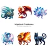 Mystical Creatures PNG Clipart Collection - 60 PNG, Mythical Creatures Graphics, Magical Illustration, Commercial use, Digital download
