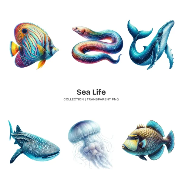 Sea Life PNG Clipart Collection - 60 PNG, Marine Animal Graphics, Underwater, Ocean Stuff Printables, Commercial use, Digital download