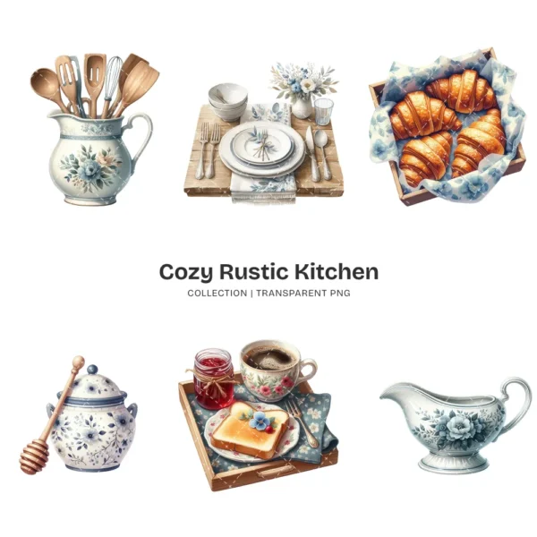 Cozy Rustic Kitchen PNG Clipart Collection - 62 PNG, Woman Baking Graphics, Dining, Groceries, Cooking Art, Commercial use, Digital download