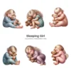 Sleeping Girl PNG Clipart Collection - 63 PNG, Sleeping Toddler Graphics, Baby Girl, Teddy Bear Printable, Commercial use, Digital download