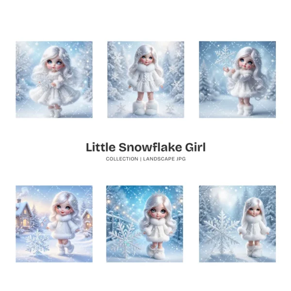 Little Snowflake Girl PNG Clipart Collection - 62 PNG, Snowy Princess Graphics, Winter Fantasy Printable, Commercial use, Digital download