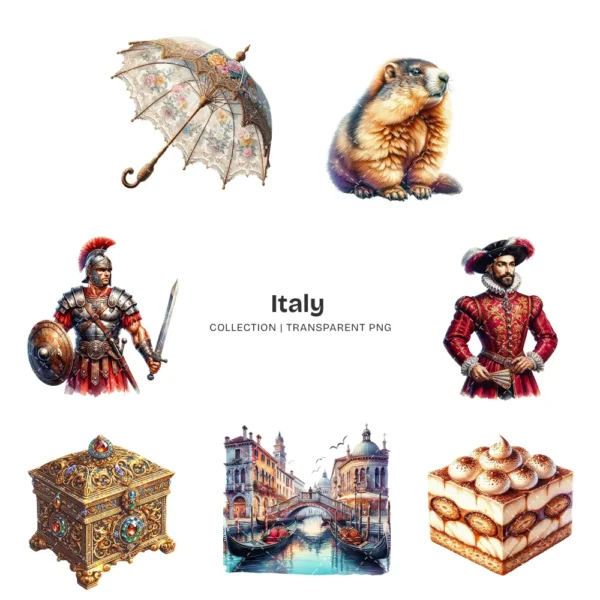 Italy PNG Clipart Collection - 120 PNG, Travel Graphics, Macarons, Italian Sightseeing Printable, Commercial use, Digital download