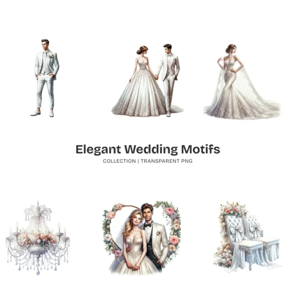 Elegant Wedding Motifs PNG Clipart Collection - 72 PNG, Save the date Graphics, Wedding Planner Printable, Commercial use, Digital download