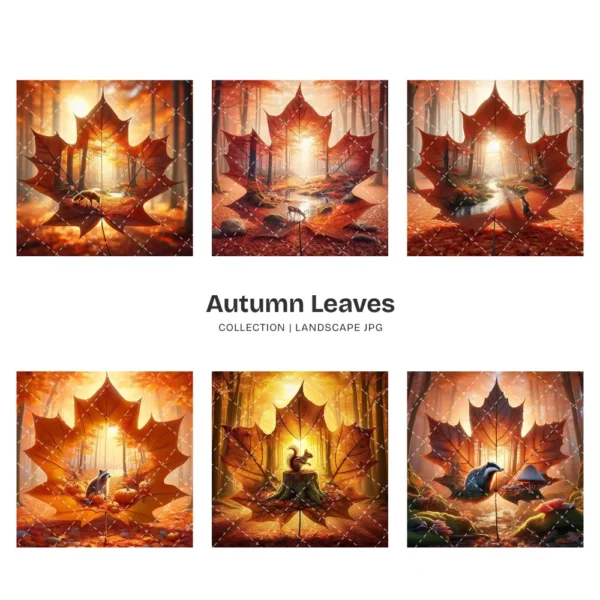 Autumn Leaves JPG Clipart Collection - 84 JPG, Fall Woodland Graphics, Wildlife, Rustic Forest Printables, Commercial use, Digital download