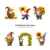 Sunflower Gnomes PNG Clipart Collection - 60 PNG, Floral Gnome Graphics, Gnome Party, Garden Printables, Commercial use, Digital download