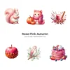 Rose Autumn PNG Clipart Collection - 60 PNG, Autumn Graphics, Pink Autumn, Coquette Fall Printables, Commercial use, Digital download