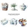 Cozy Rustic Kitchen PNG Clipart Collection - 62 PNG, Woman Baking Graphics, Dining, Groceries, Cooking Art, Commercial use, Digital download