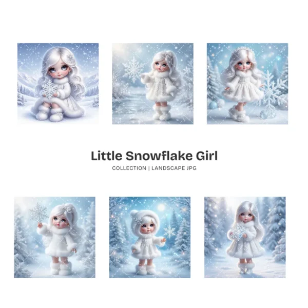 Little Snowflake Girl PNG Clipart Collection - 62 PNG, Snowy Princess Graphics, Winter Fantasy Printable, Commercial use, Digital download