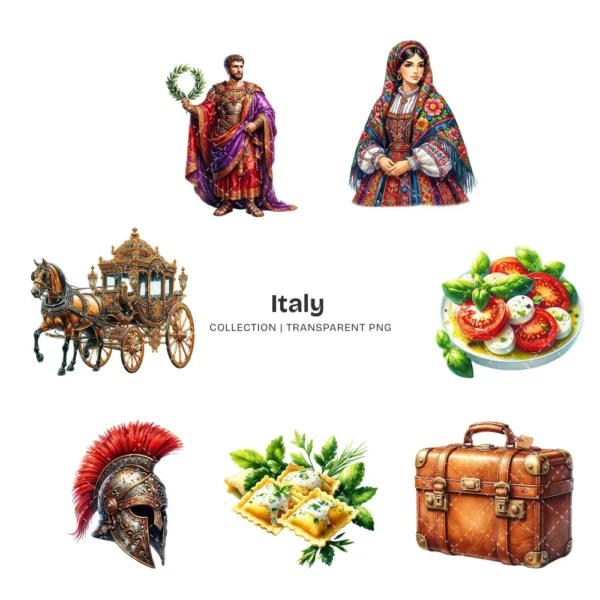 Italy PNG Clipart Collection - 120 PNG, Travel Graphics, Macarons, Italian Sightseeing Printable, Commercial use, Digital download