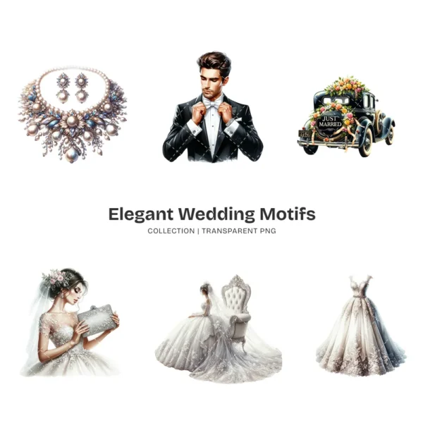 Elegant Wedding Motifs PNG Clipart Collection - 72 PNG, Save the date Graphics, Wedding Planner Printable, Commercial use, Digital download