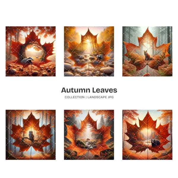 Autumn Leaves JPG Clipart Collection - 84 JPG, Fall Woodland Graphics, Wildlife, Rustic Forest Printables, Commercial use, Digital download