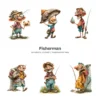 Fisherman Whimsical Clipart - 60 PNG, Grandpa Graphics, Rustic Lake Life Illustration, Humor Clipart, Commercial use, Digital download