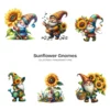 Sunflower Gnomes PNG Clipart Collection - 60 PNG, Floral Gnome Graphics, Gnome Party, Garden Printables, Commercial use, Digital download