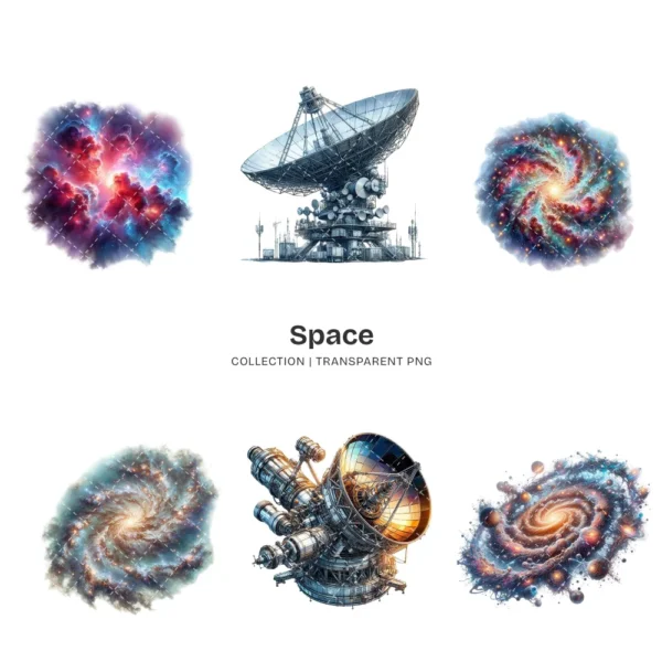 Space PNG Clipart Collection - 100 PNG, Cute Planets and Stars Graphics, Solar System Printables, Commercial use, Digital Download