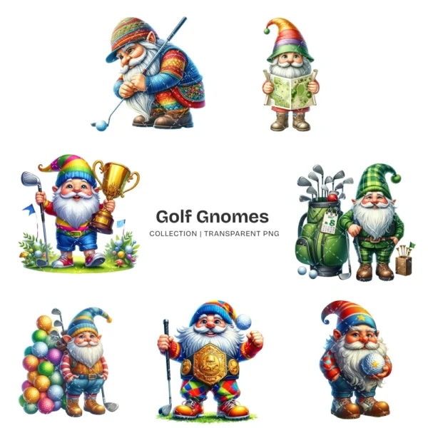 Golf Gnomes PNG Clipart Collection - 61 PNG, Golfing Graphics, Sport Gnome, Athletic Printable, Commercial use, Digital download