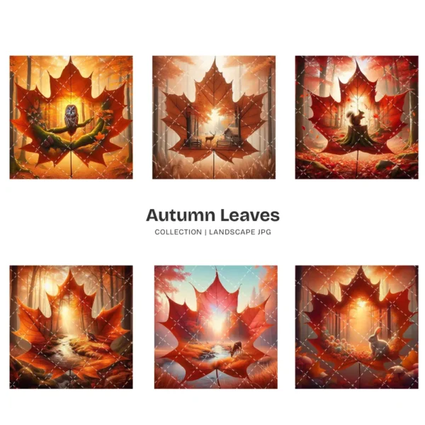 Autumn Leaves JPG Clipart Collection - 84 JPG, Fall Woodland Graphics, Wildlife, Rustic Forest Printables, Commercial use, Digital download