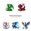 Elemental Dragons PNG Clipart Collection - 65 PNG, Fantasy Creature Graphics, Enchanted Printables, Commercial use, Digital download