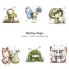Spring Bugs Whimsical Clipart - 66 PNG, Insects Flowers Graphics, Garden Creatures Illustration, Commercial use, Digital download