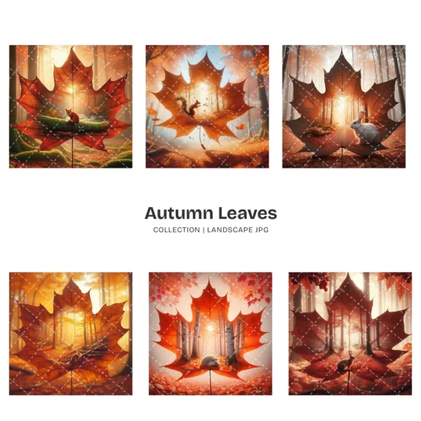 Autumn Leaves JPG Clipart Collection - 84 JPG, Fall Woodland Graphics, Wildlife, Rustic Forest Printables, Commercial use, Digital download