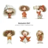 Quirky Autumn Girl Watercolor Clipart - 72 PNG, Fall Cozy Girl Graphics, Pumpkin Spice Coffee Illustration, Commercial use, Digital download