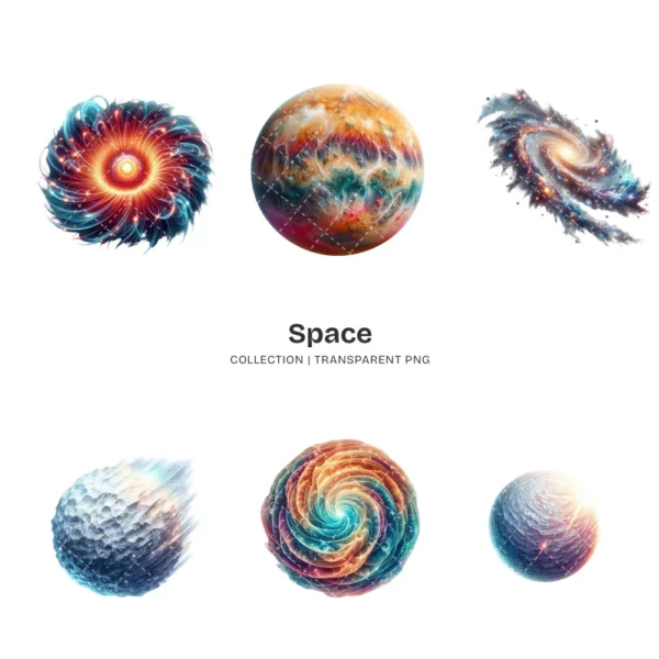 Space PNG Clipart Collection - 100 PNG, Cute Planets and Stars Graphics, Solar System Printables, Commercial use, Digital Download
